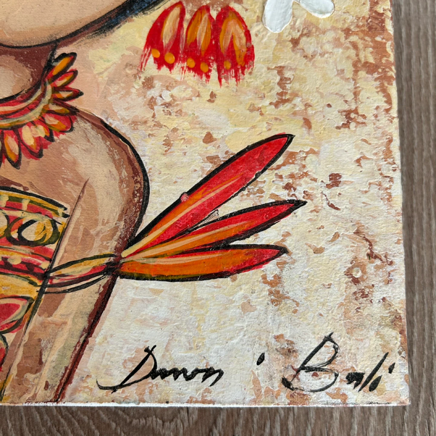 Original Signed Balinese Folk Art Painting - photo 2
