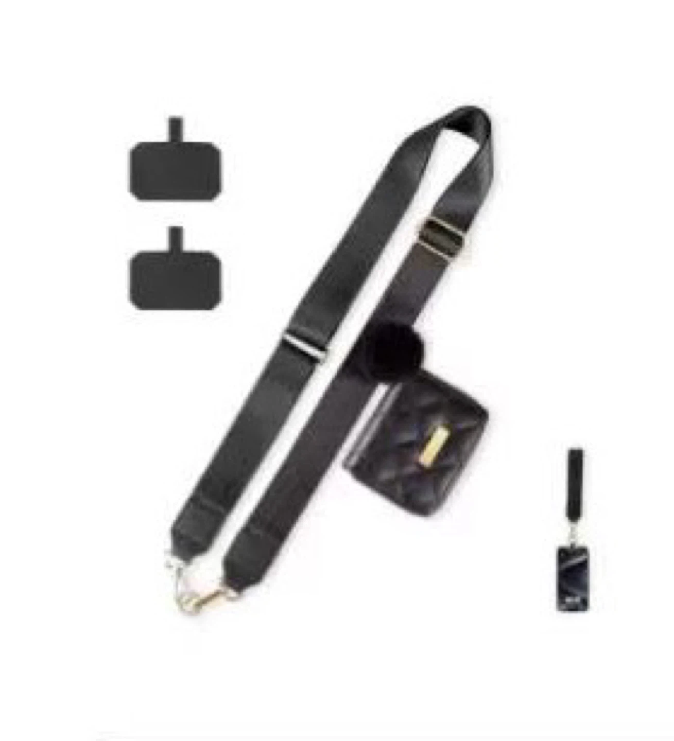 New Black Phone Strap with Card Holder
