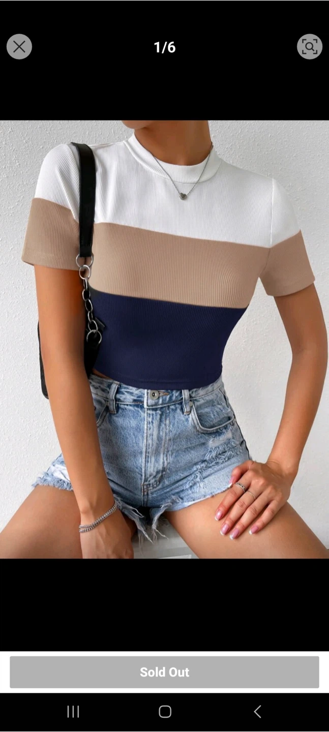 Colour Block Ribbed Crop Top NEW