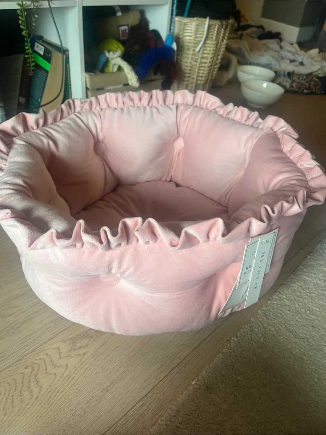 Pink Ruffled Pet Bed - 16.5" x 14.5" x 8"