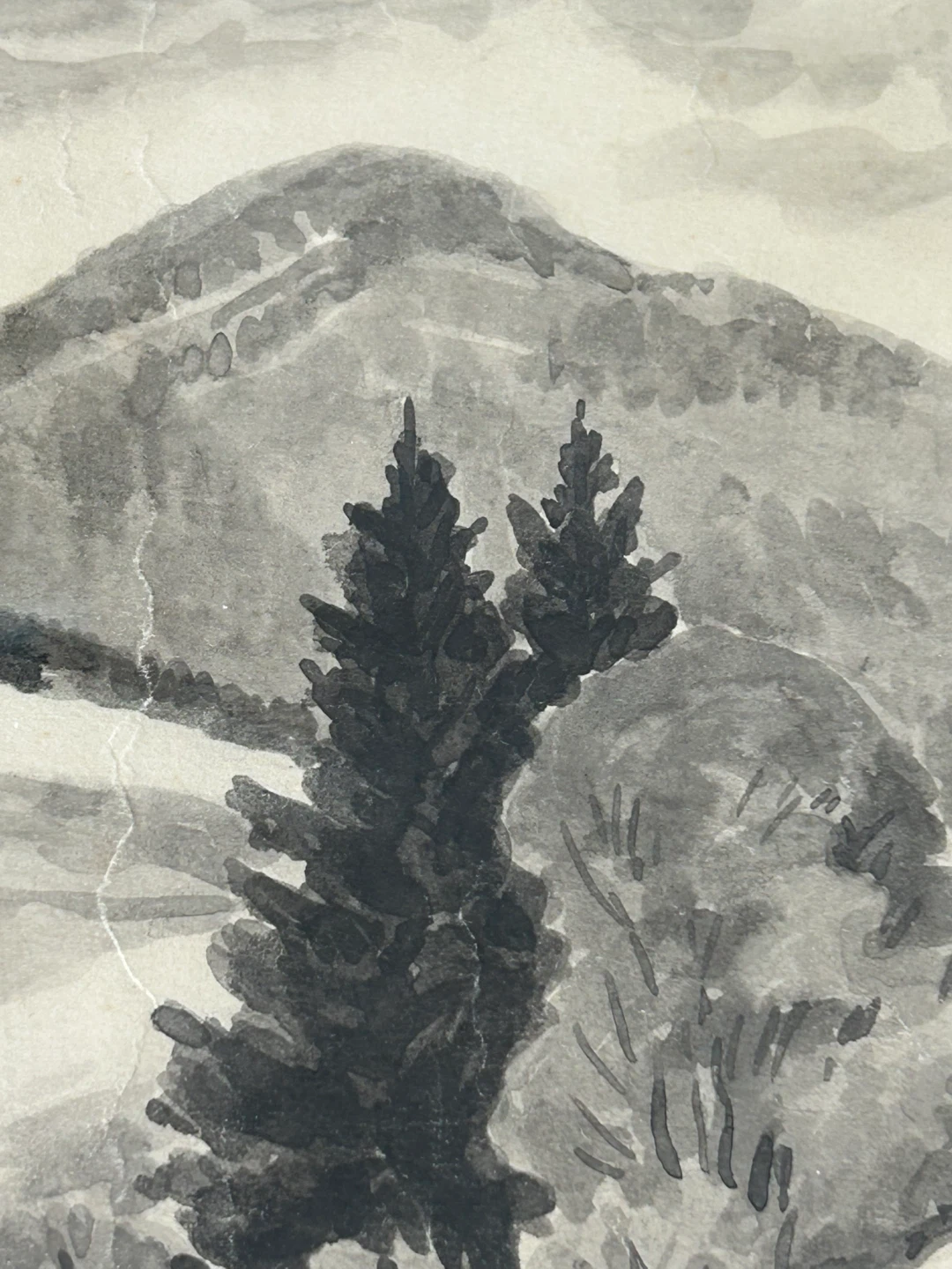 Original 1939 German Watercolor – Alpine Landscape - photo 3