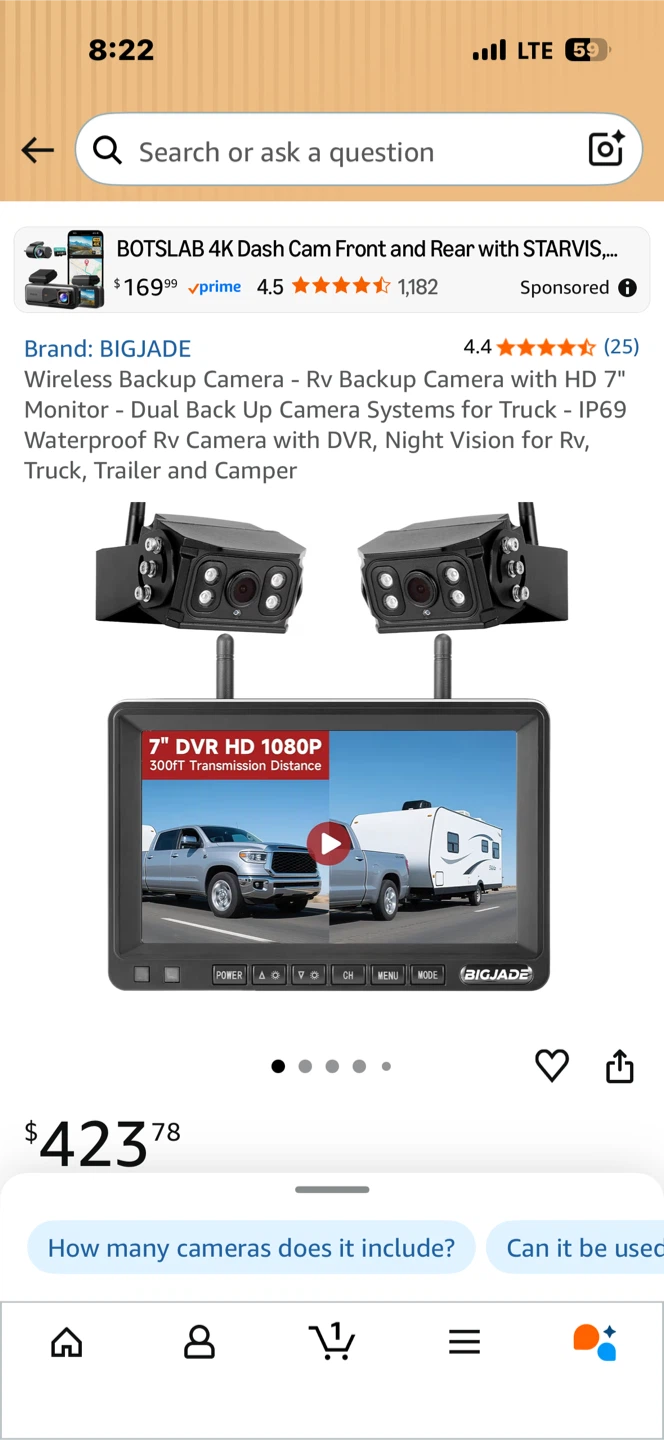 BIGJADE Wireless Backup Camera System with 7" Monitor