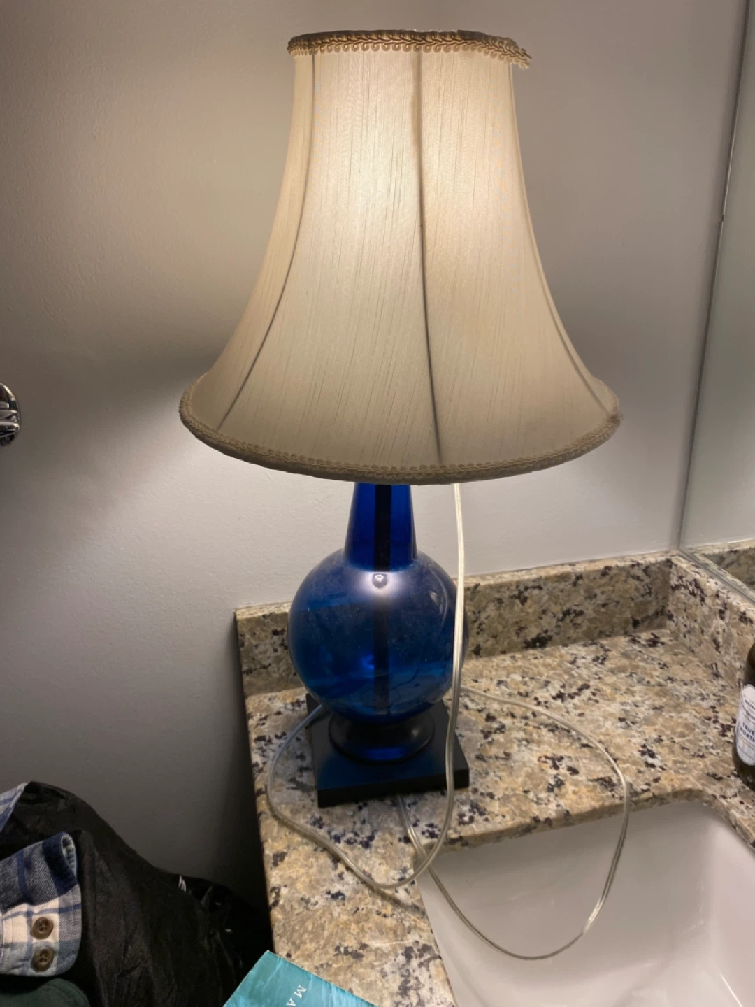 Blue 💙 Plastic Table Lamp with Cream Shade