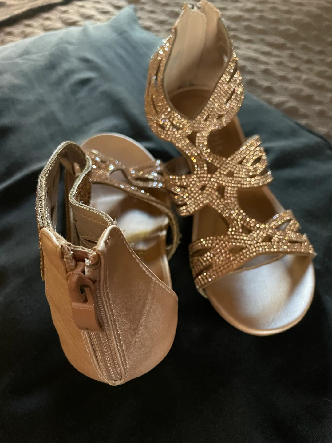 Patrizia  Spring Step Women's Rose Gold Rhinestone Wedge Sandals - photo 2