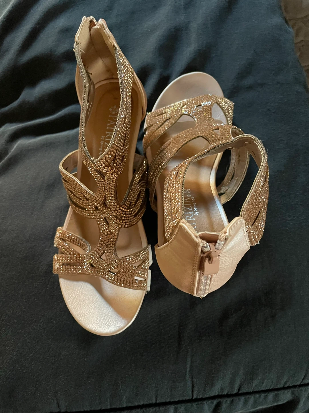 Patrizia  Spring Step Women's Rose Gold Rhinestone Wedge Sandals - photo 4
