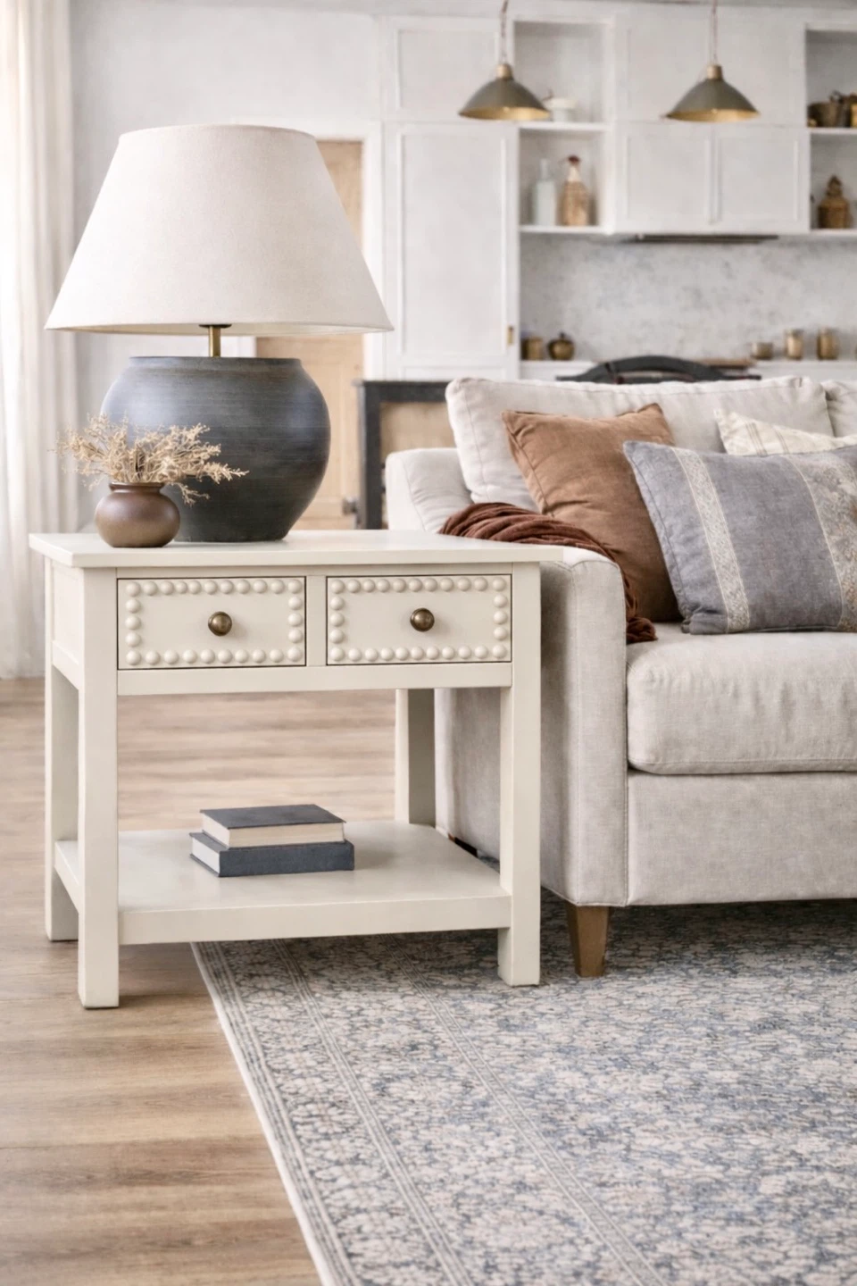 Solid Wood End Tables w/ Built-in Power Strips