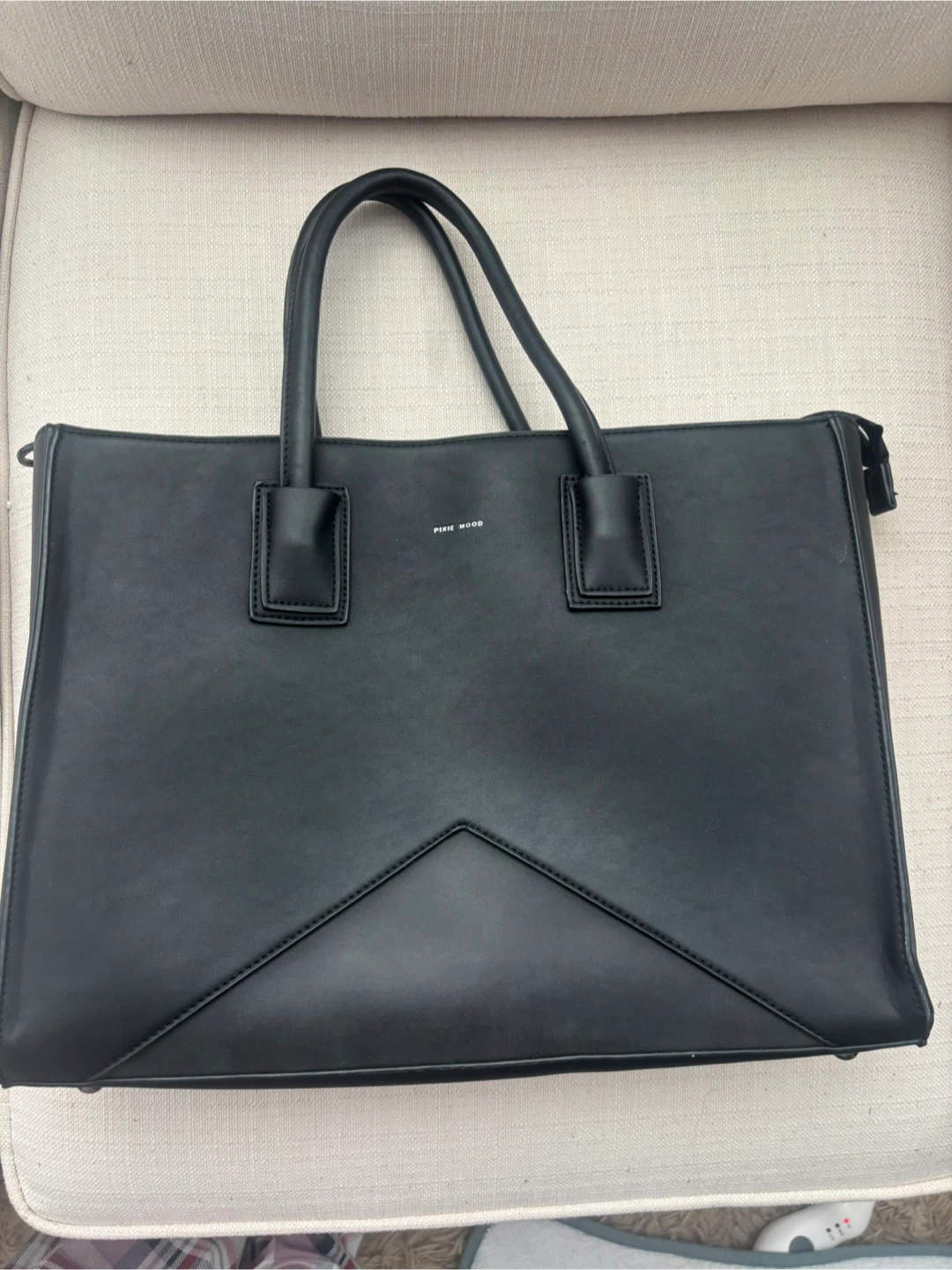 PIXIE MOOD Black Faux Leather Tote Bag