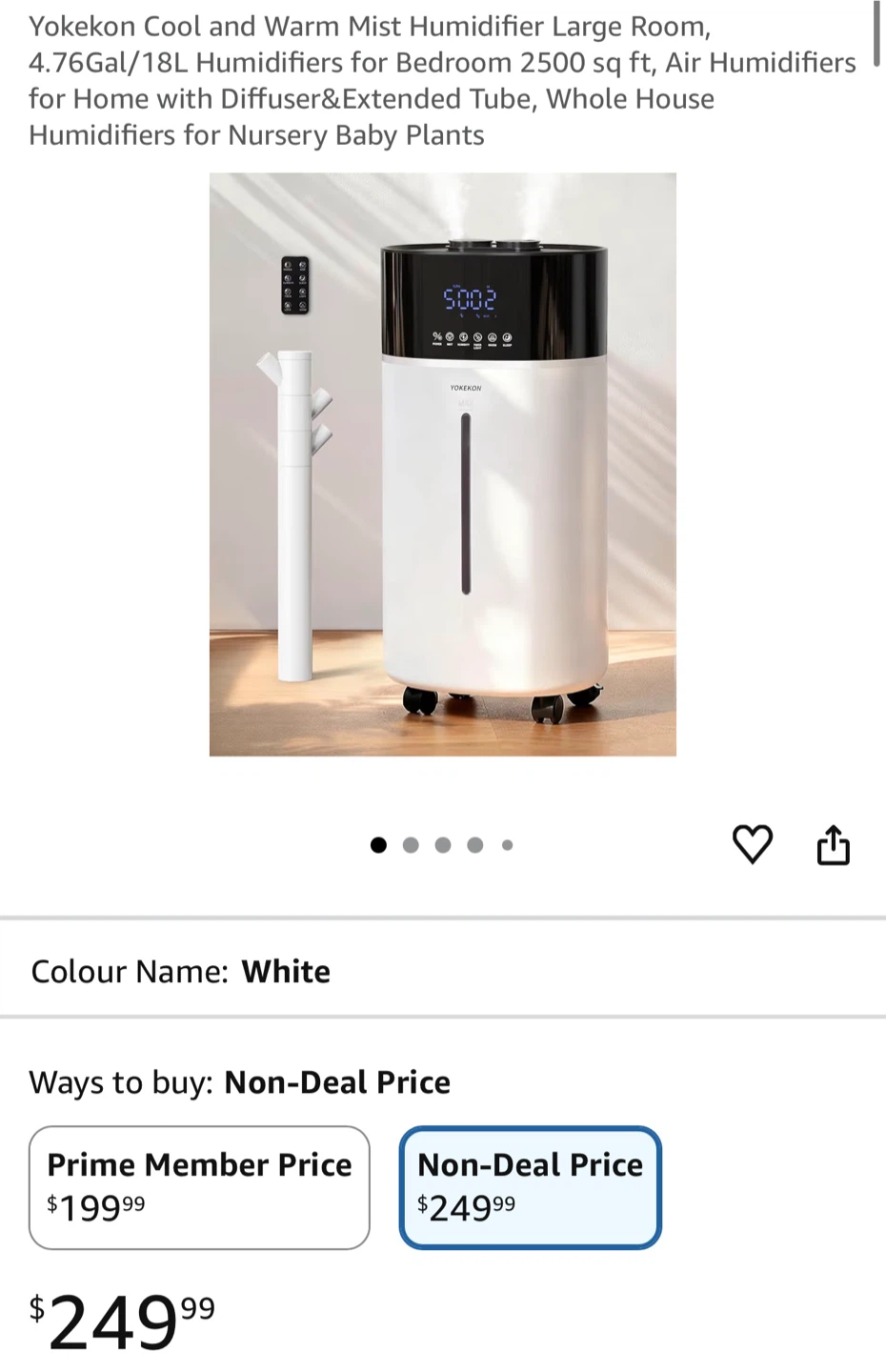 YOKECON Cool and Warm Mist Humidifier - 4.76 Gal, 18L