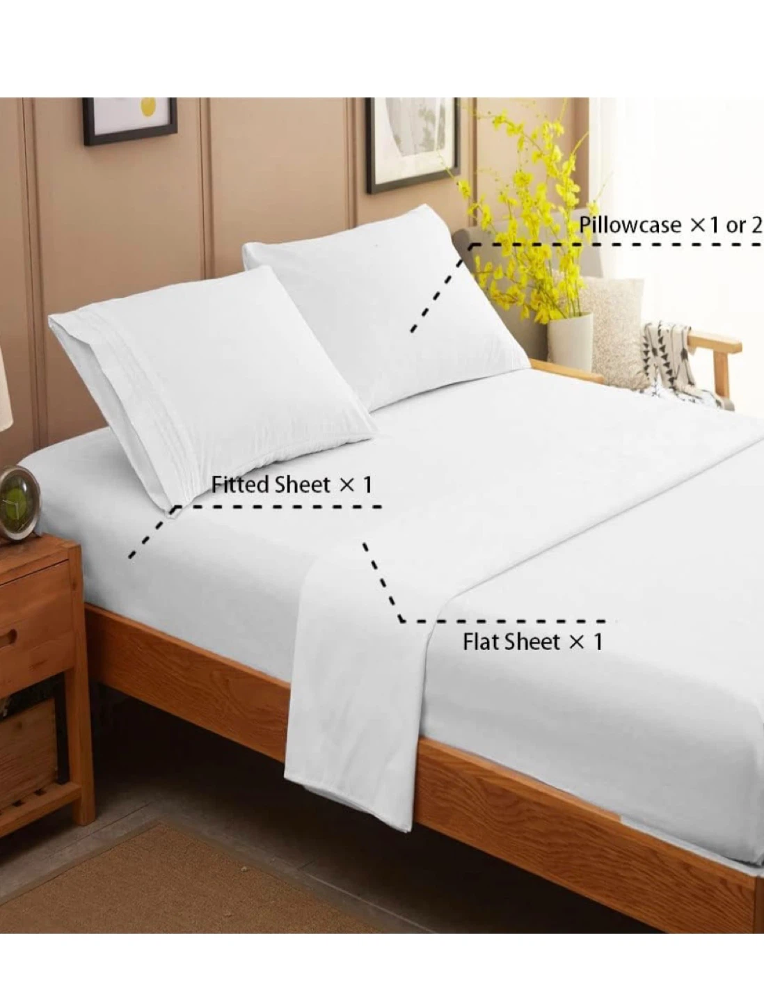 SONORO KATE Queen Size Bed Sheet Set - White - photo 2