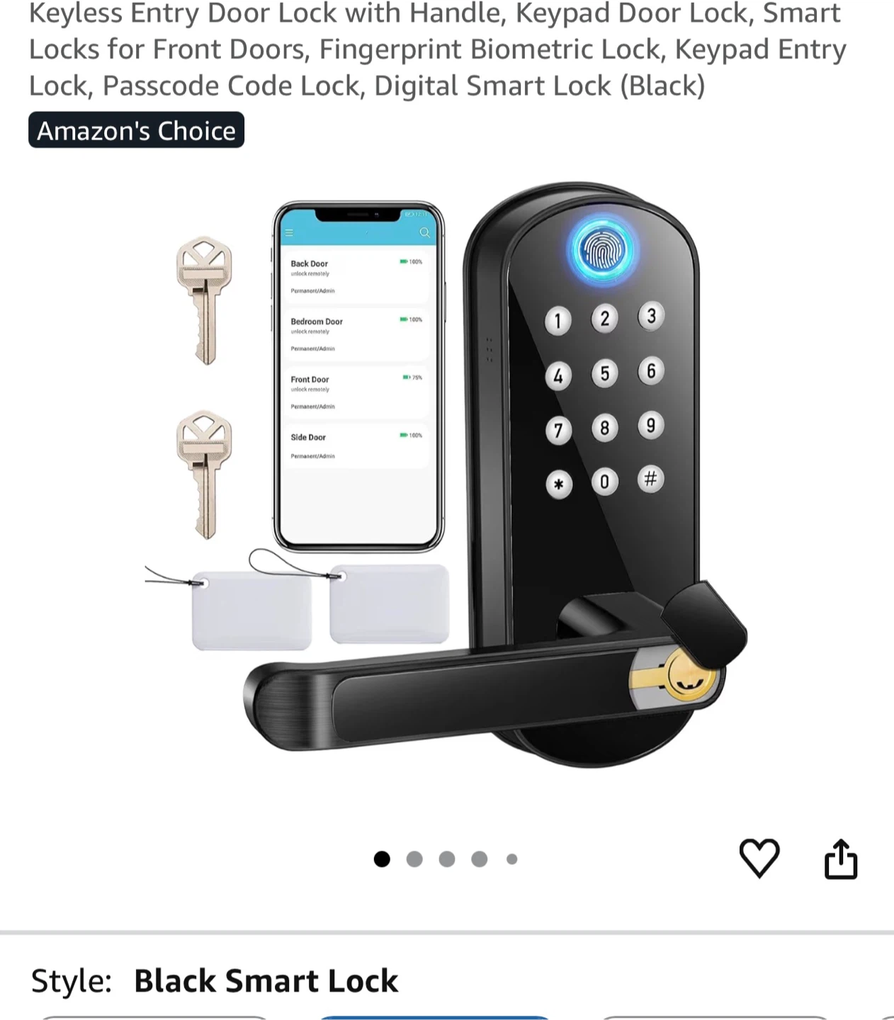 Smart Door Lock with Handle Keypad Fingerprint app Control KE65