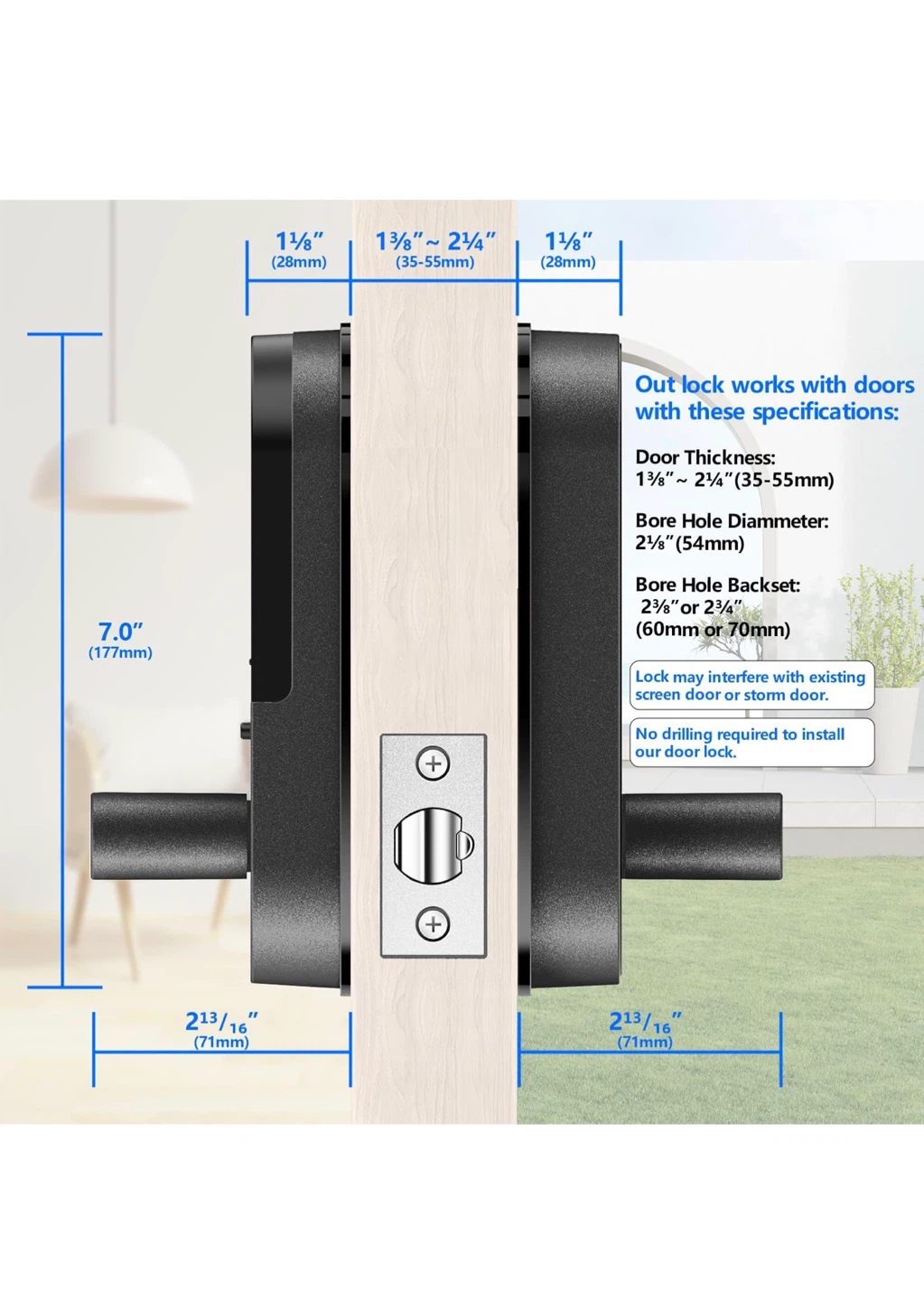 Smart Door Lock with Handle Keypad Fingerprint app Control KE65 - photo 5