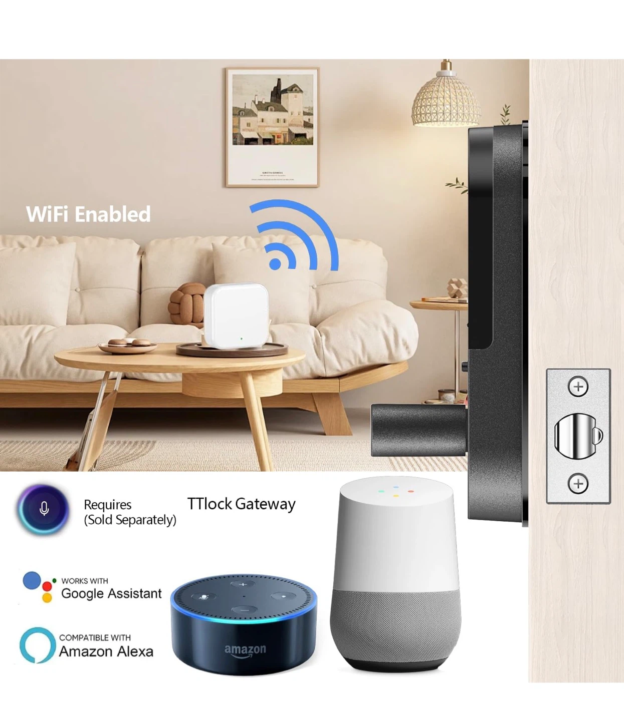 Smart Door Lock with Handle Keypad Fingerprint app Control KE65 - photo 3
