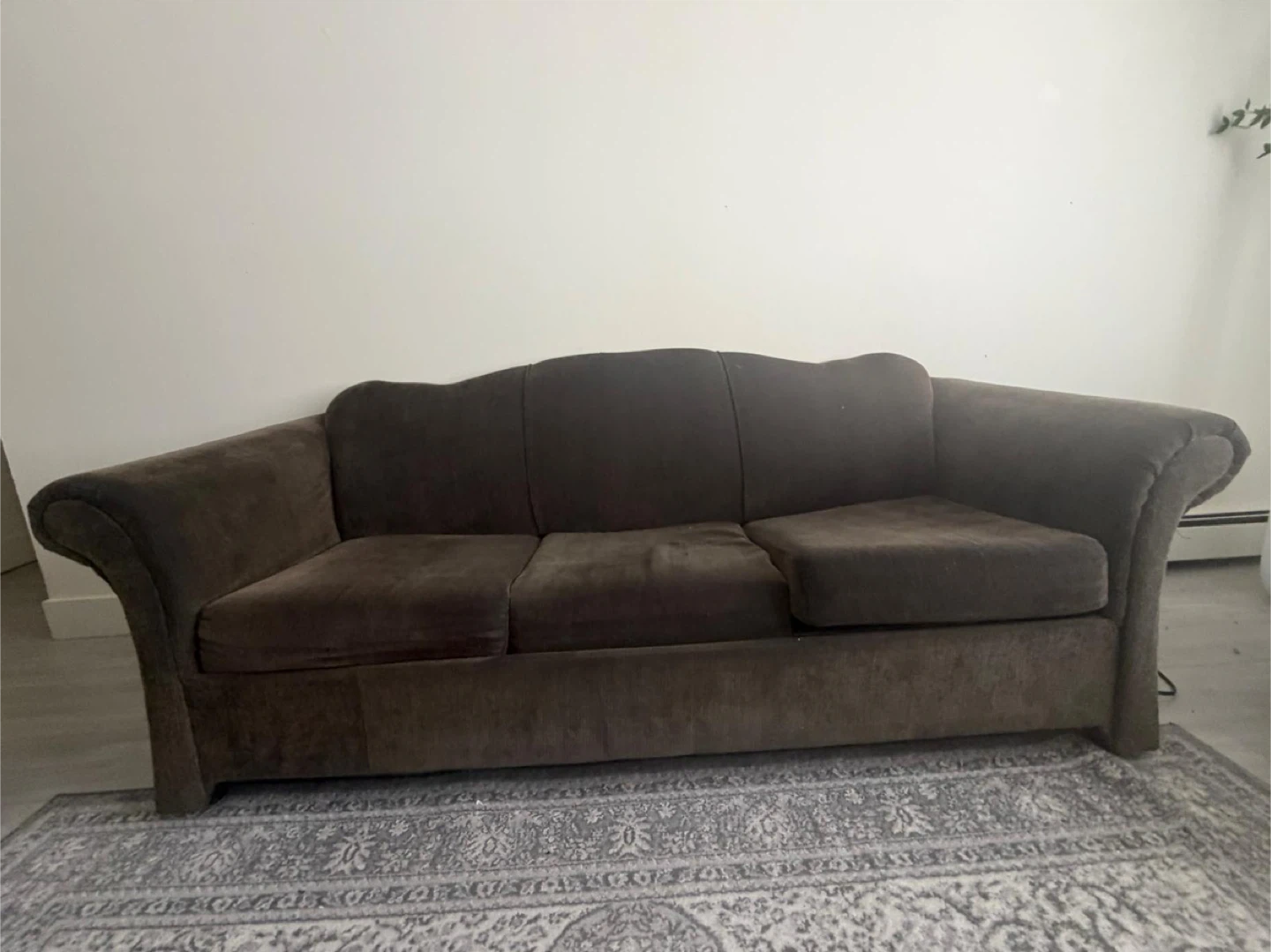 Brown Three-Seater Sofa Bed