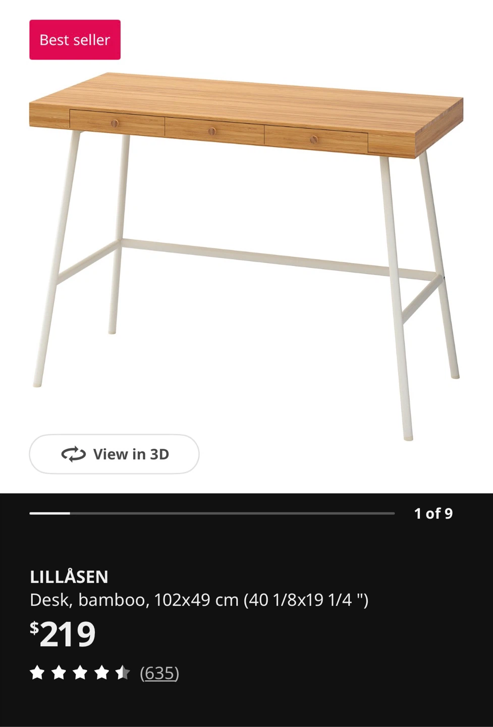 IKEA LILLASEN Desk - Bamboo, 102x49 cm - photo 2