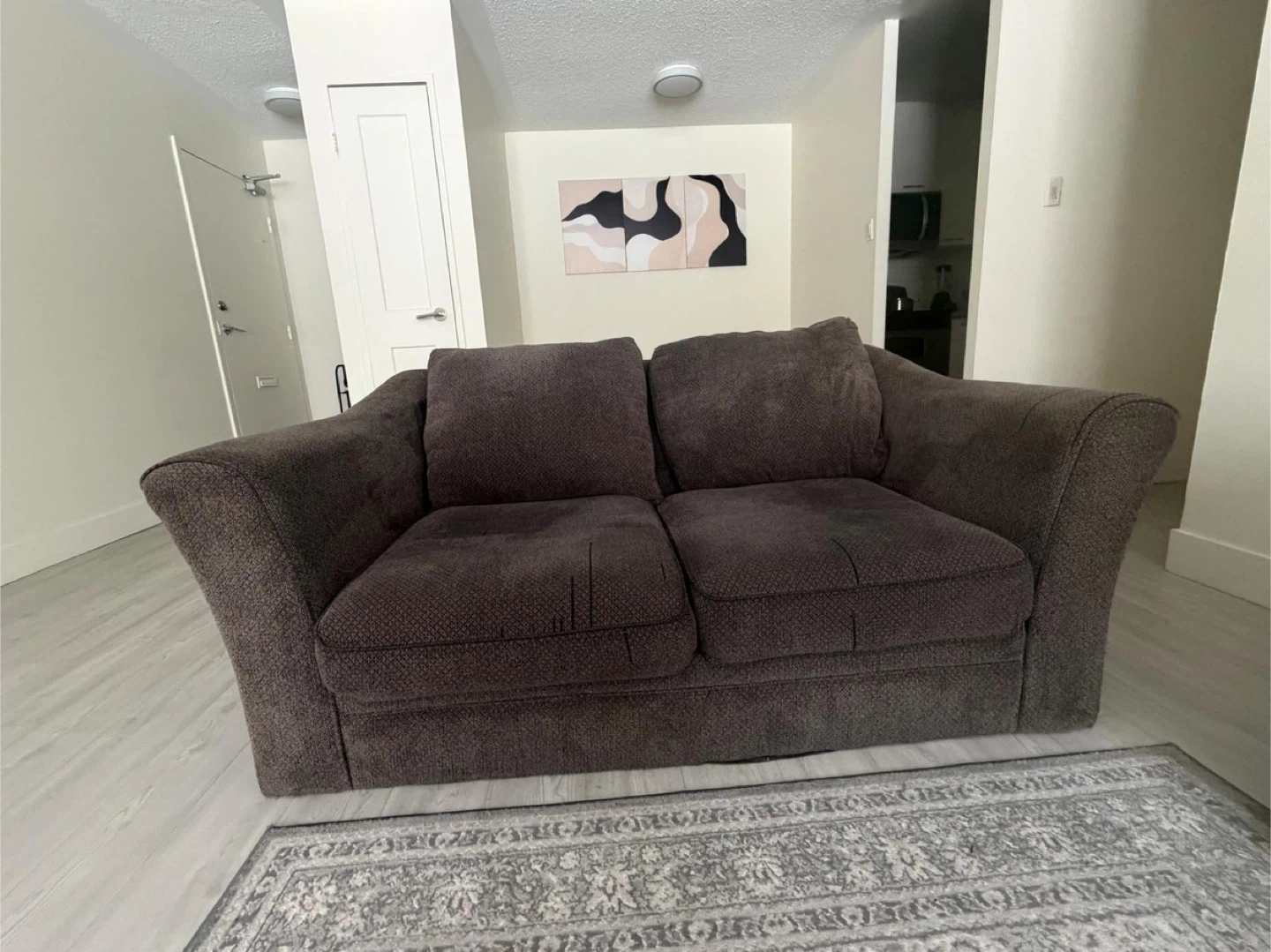 Dark Grey Fabric Loveseat Sofa