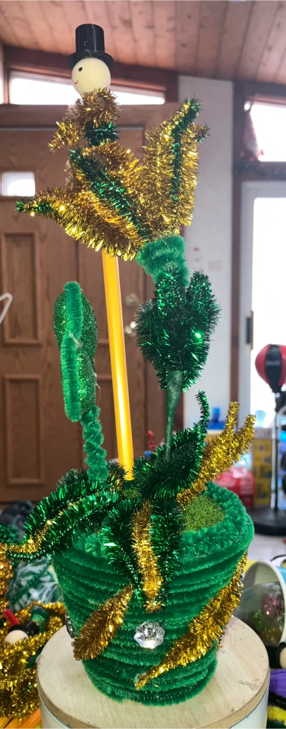 Gold and Green Tinsel Decorative flower with pencil - photo 2