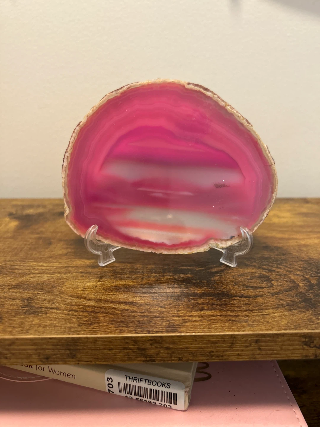 Pink Agate Slice Display Piece