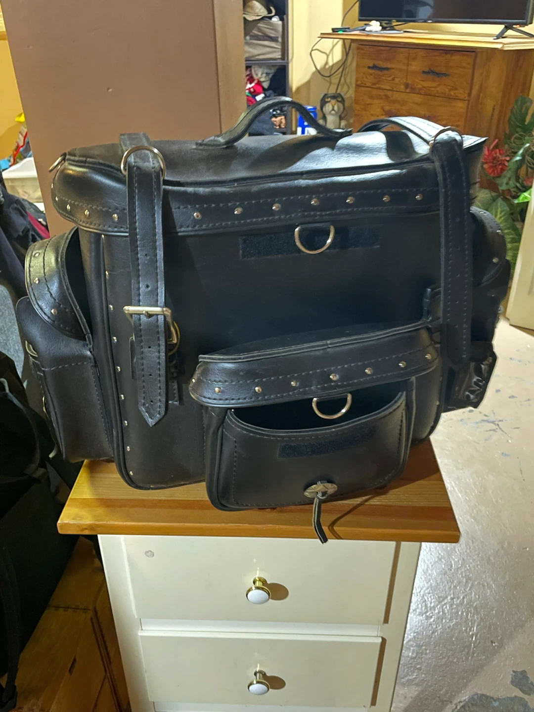 Black Leather Motorcycle Luggage