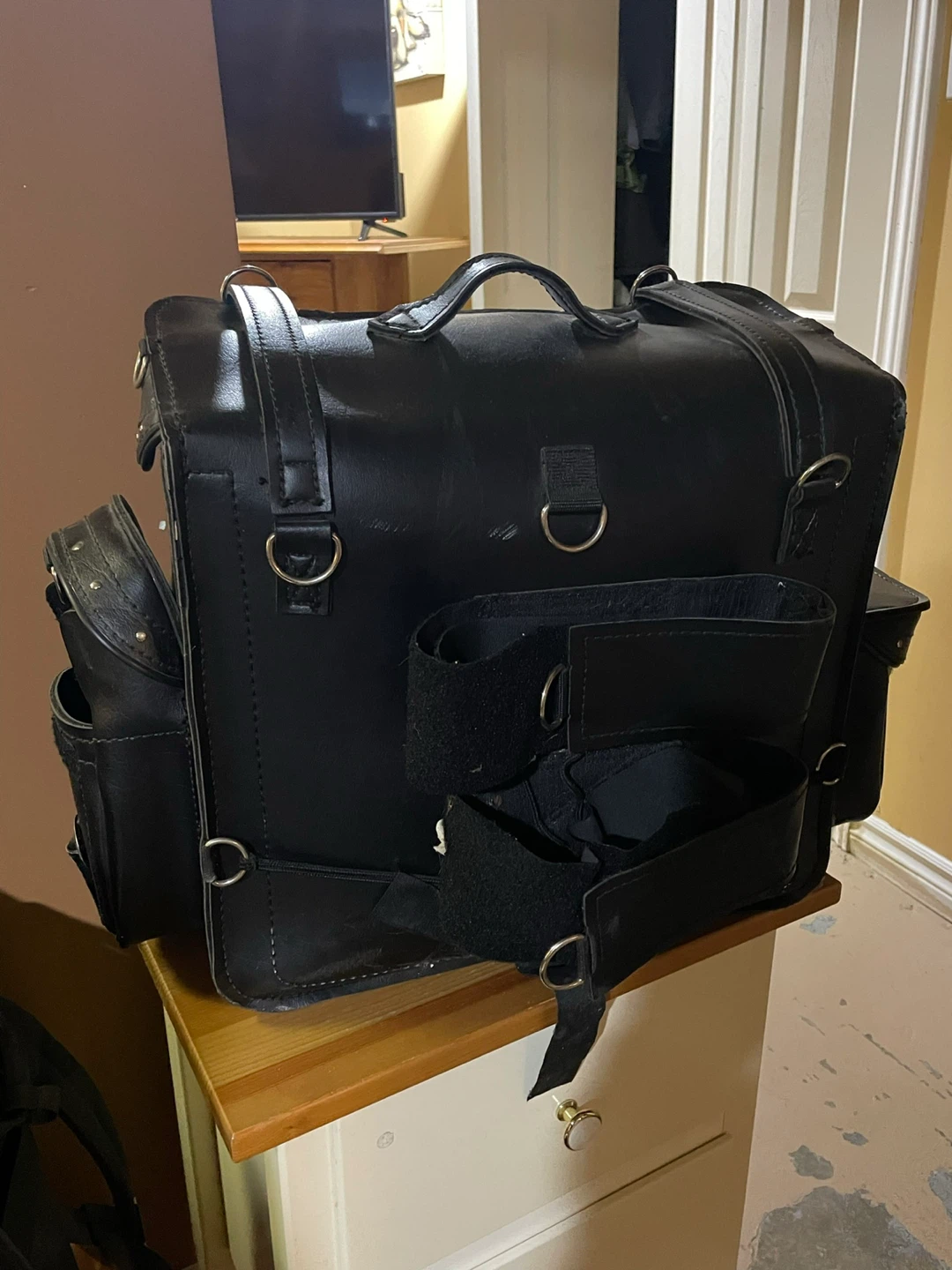 Black Leather Motorcycle Luggage - photo 3