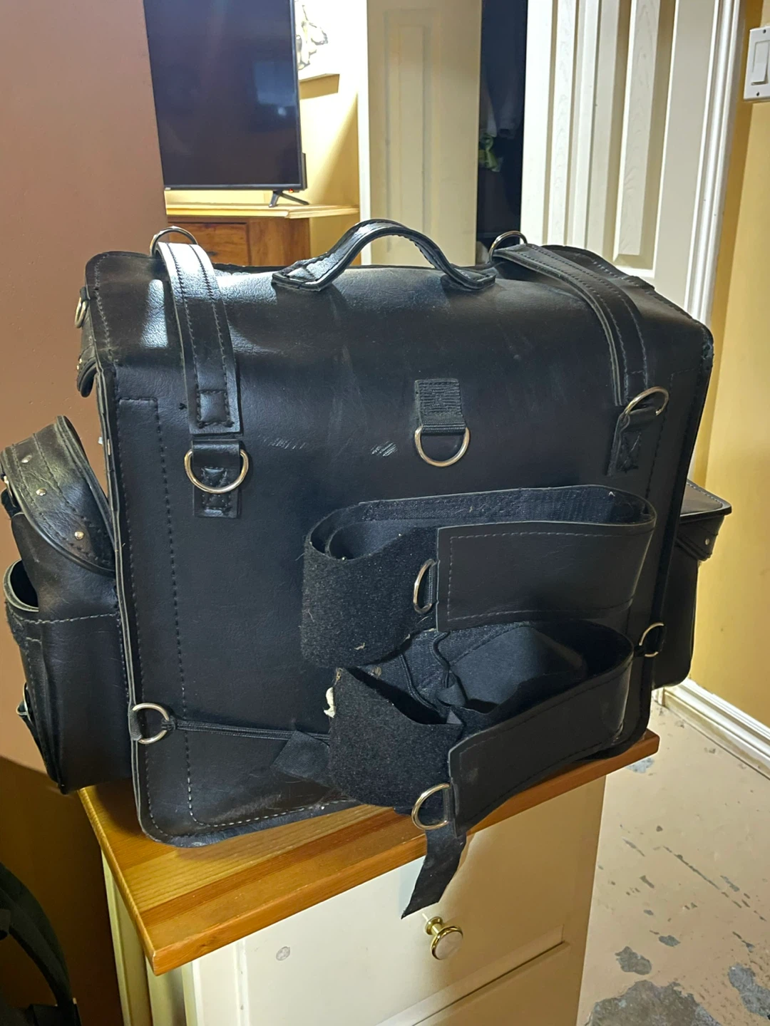Black Leather Motorcycle Luggage - photo 2
