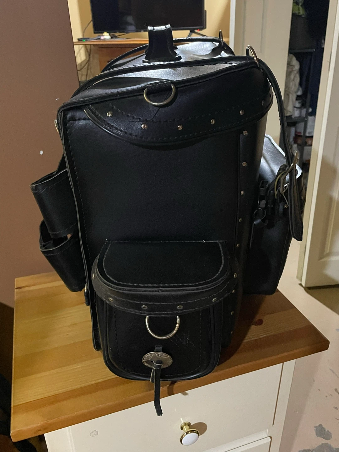 Black Leather Motorcycle Luggage - photo 4