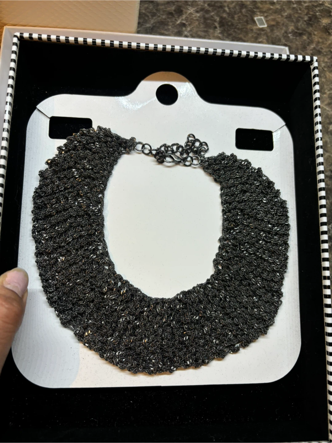Sergio Ferretti Black Woven Statement Necklace