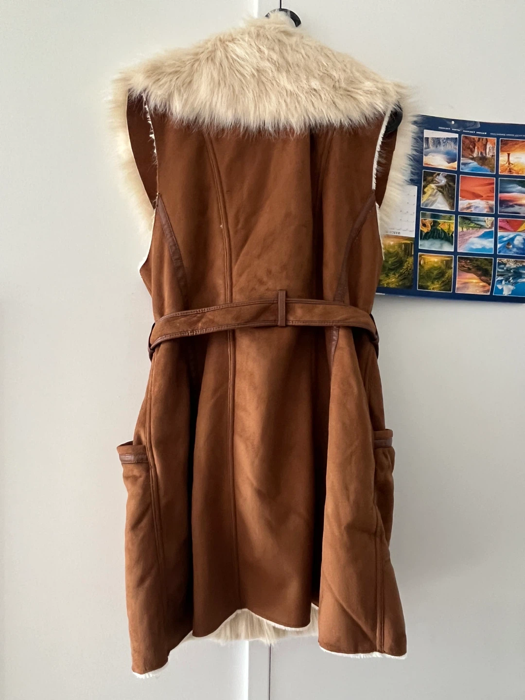 River Island Brown Suede Vest with Fur Collar - photo 2