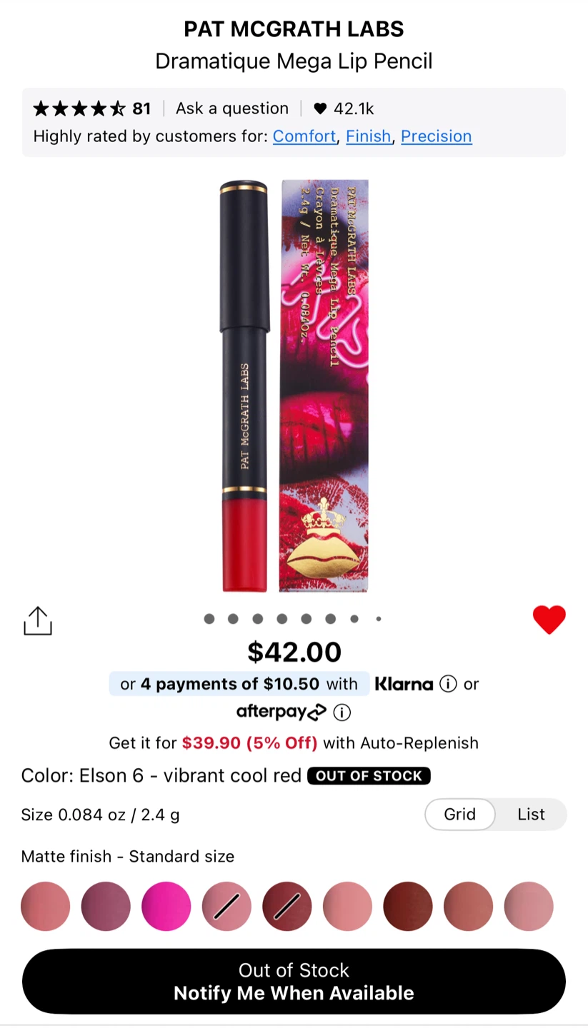 Pat McGrath Labs Lip Pencil - Elson 6 Vibrant Cool Red