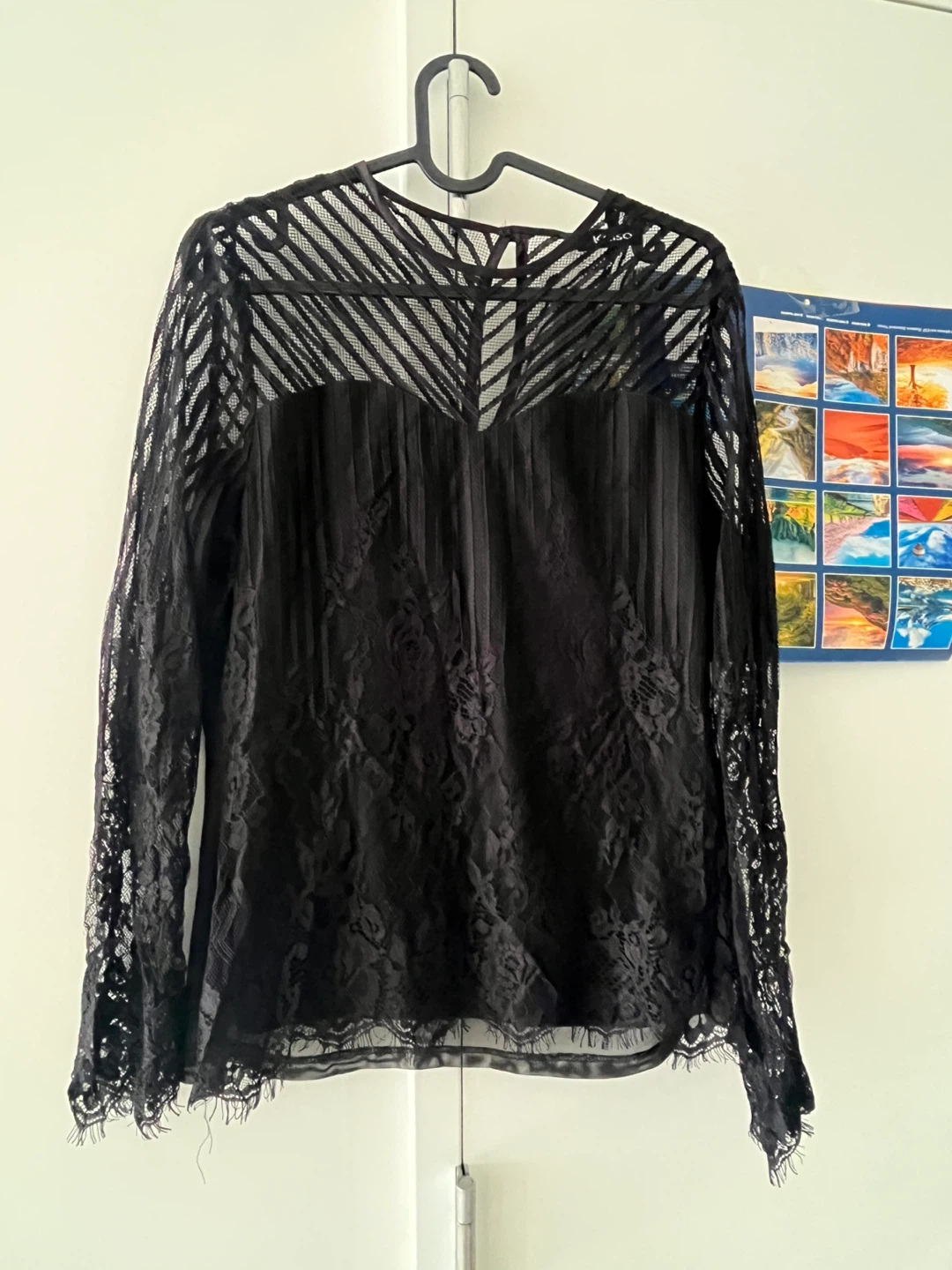 Black Lace Long Sleeve Blouse