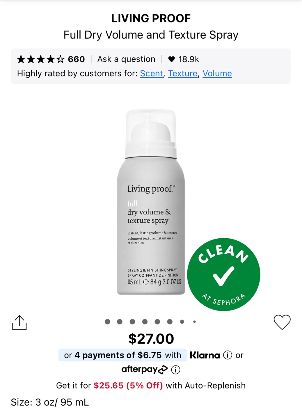 Living Proof Full Dry Volume and Texture Spray 3 oz