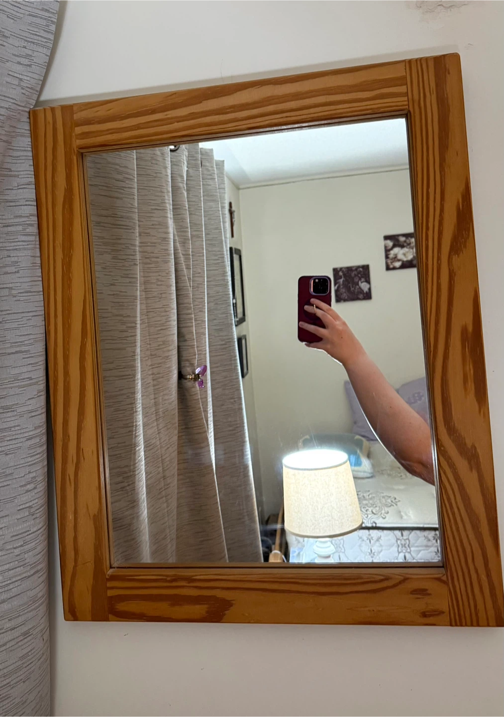 Wooden pine mirror