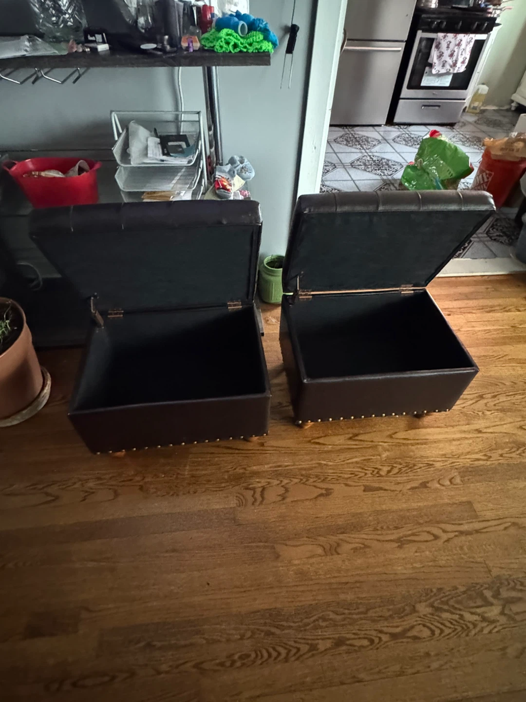 Brown Tufted Storage Ottoman Set (2) - photo 2