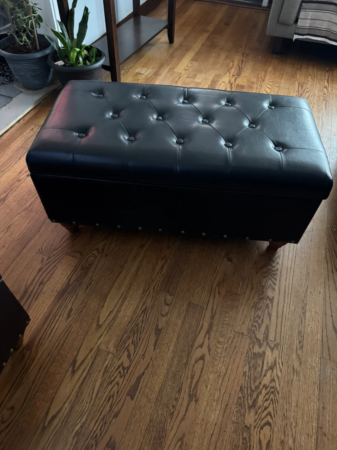 Black Tufted Storage Ottoman Bench