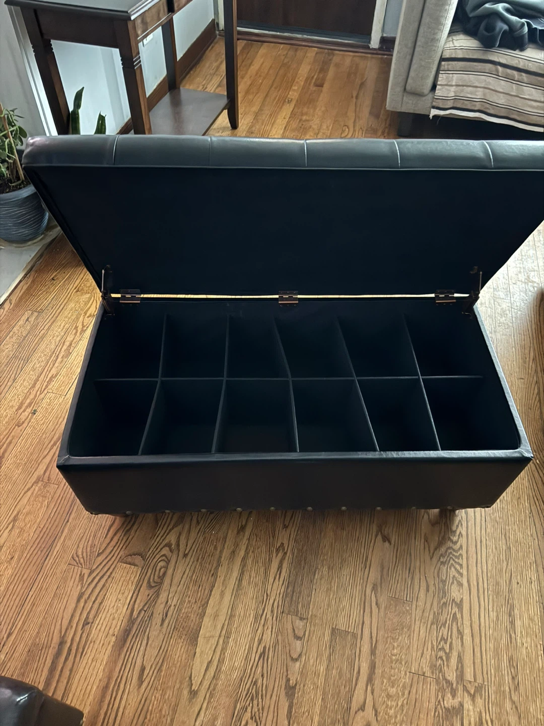 Black Tufted Storage Ottoman Bench - photo 2