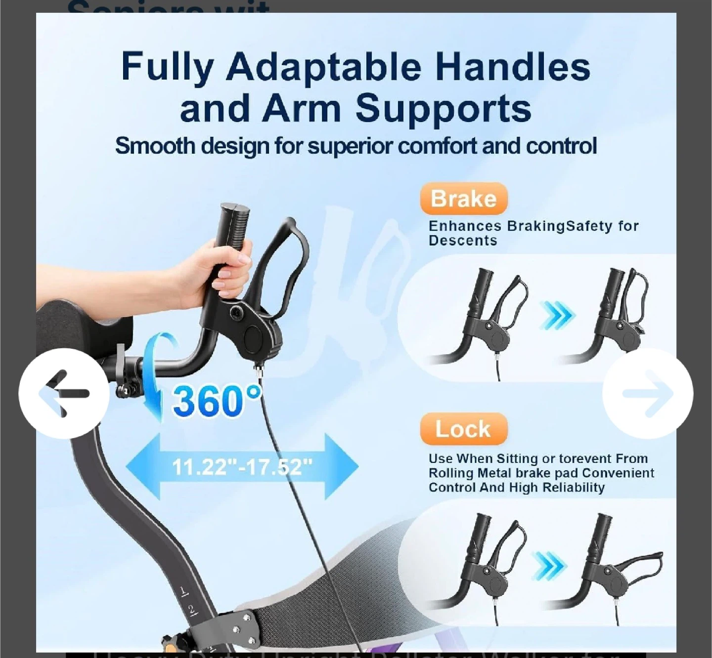 NEW Heavy Duty Upright Rollator Walker for Seniors - photo 3