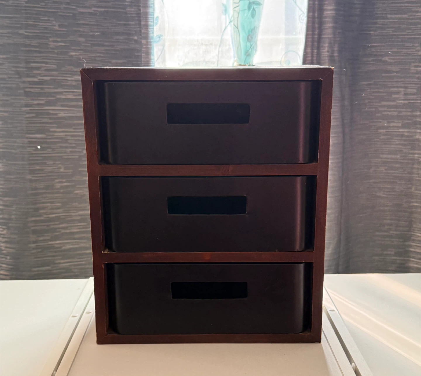 Three tier wooden storage organizer