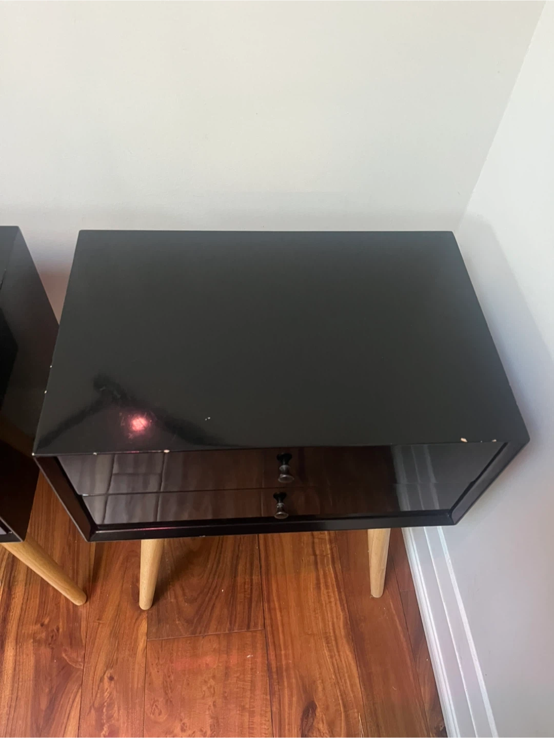 2 Black Nightstands with Drawers - photo 2