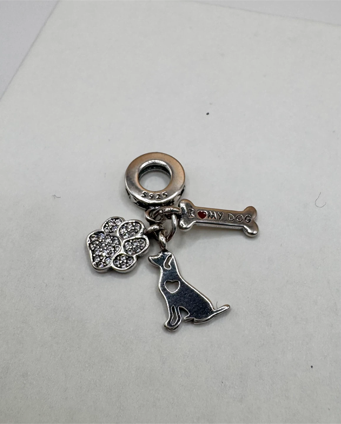 Sterling Silver 925 "I Love My Dog" Charm with Paw Print - photo 5