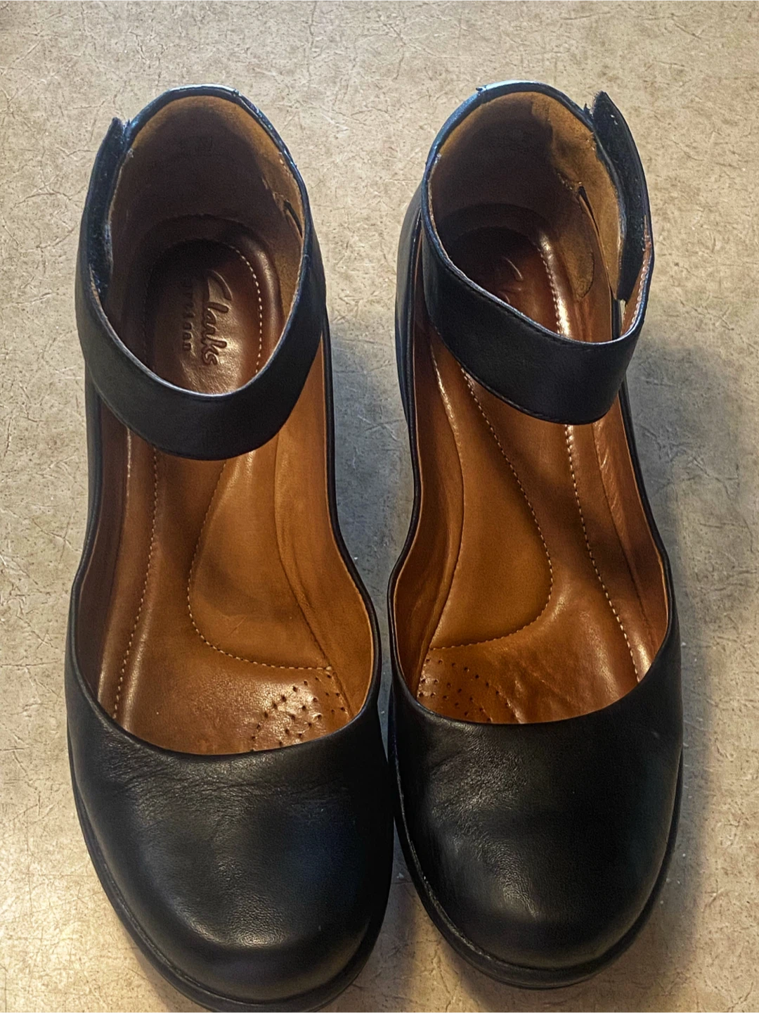🖤Clarks Black Leather Wedge Shoes with Ankle Strap - photo 4