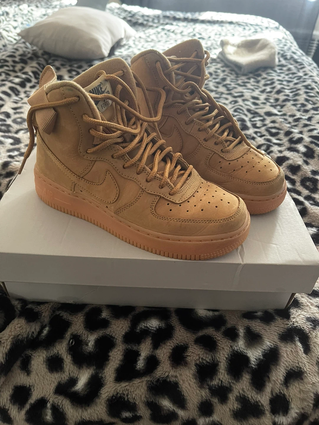 Nike Air Force 1 High Top Sneakers - Tan - Youth Size 3.5Y