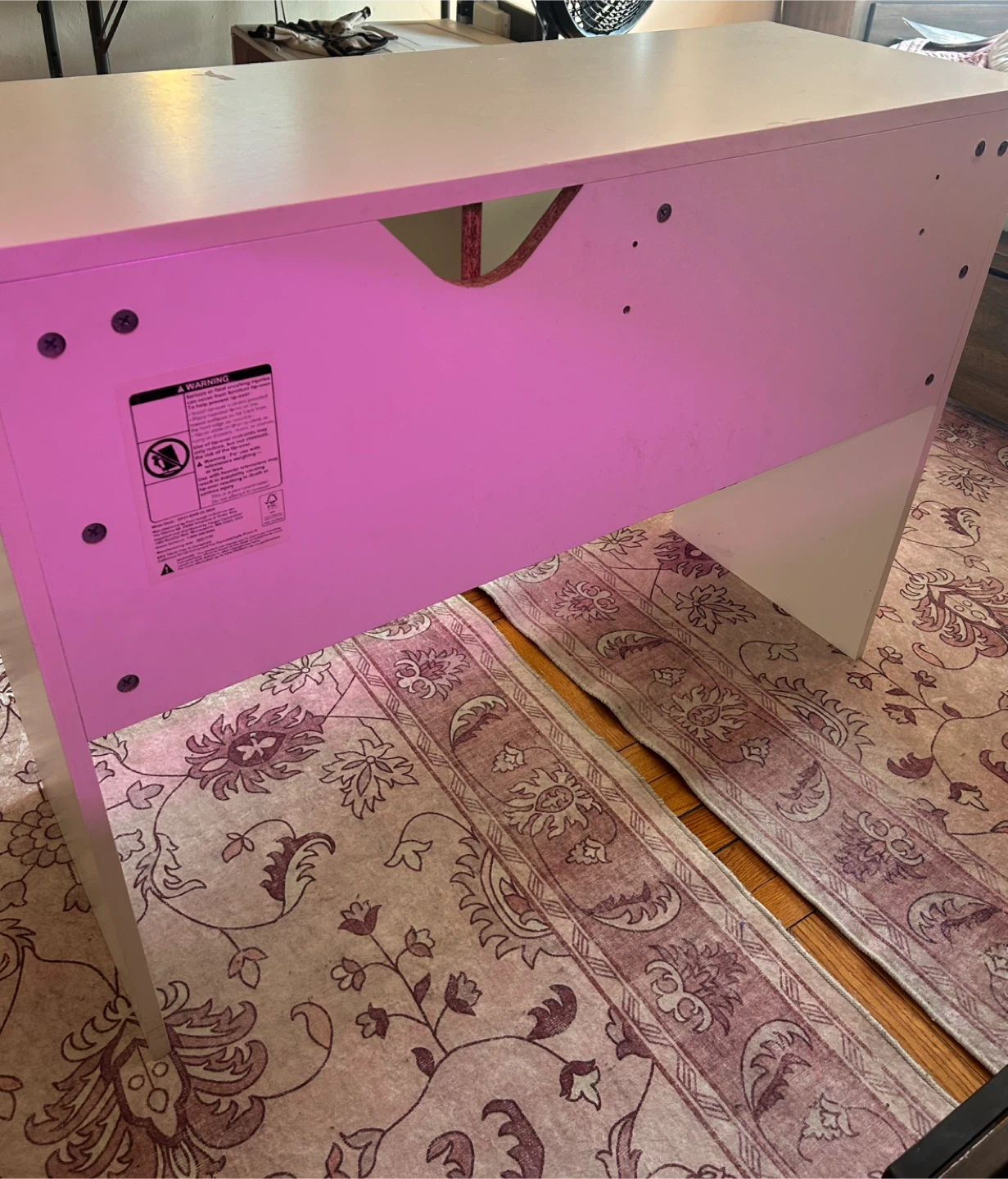 White 3-Shelf Desk with Storage - photo 2