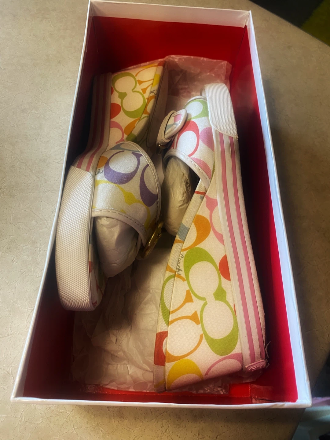 👡Coach Perry Multicolor C Logo Slide Sandals Size 8