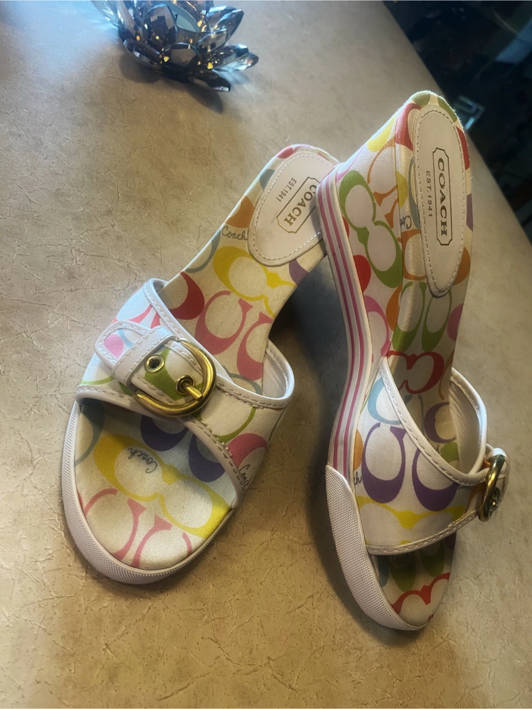 👡Coach Perry Multicolor C Logo Slide Sandals Size 8 - photo 2