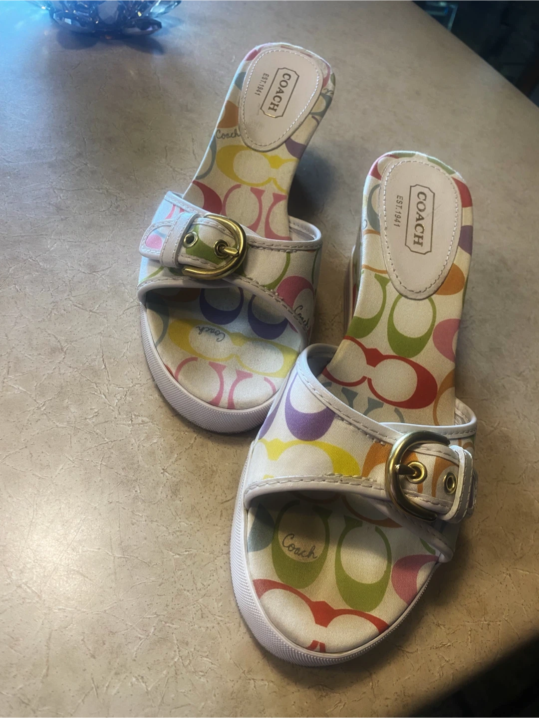 👡Coach Perry Multicolor C Logo Slide Sandals Size 8 - photo 4