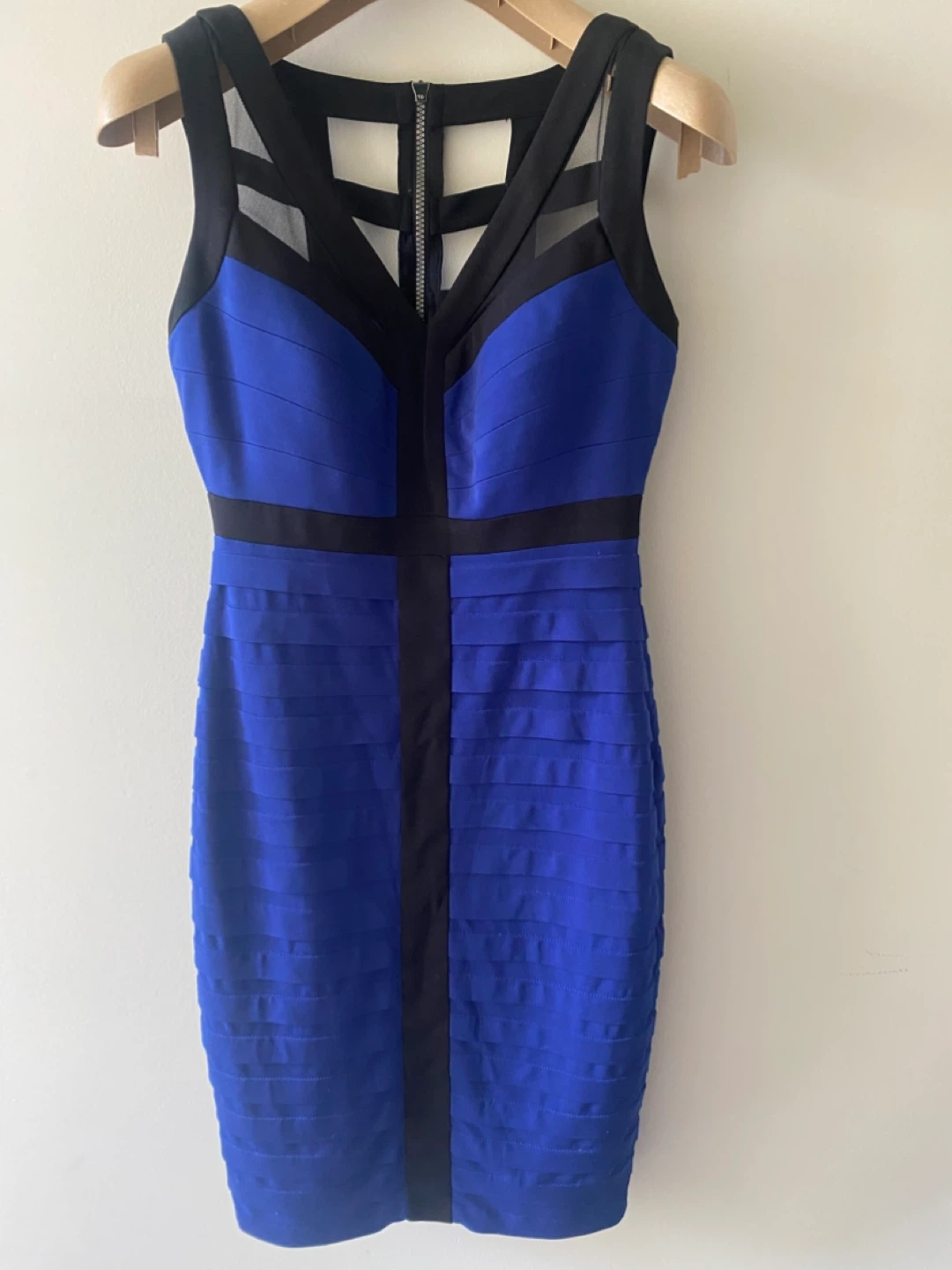 Royal Blue & Black Colorblock Bandage Dress