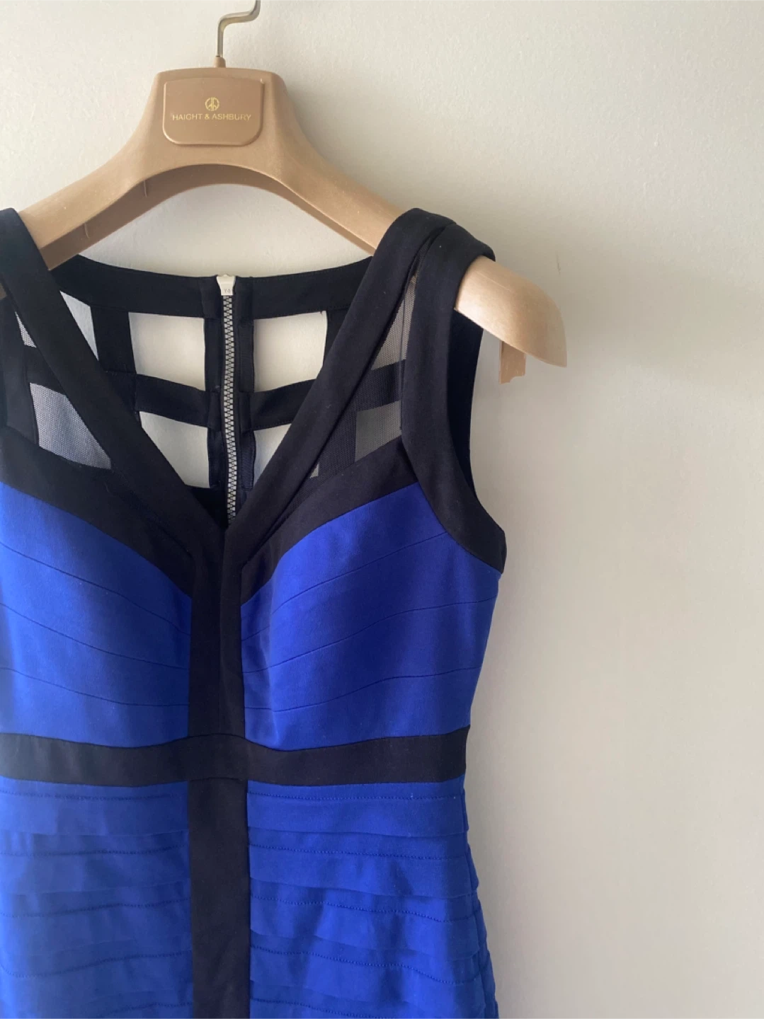 Royal Blue & Black Colorblock Bandage Dress - photo 3