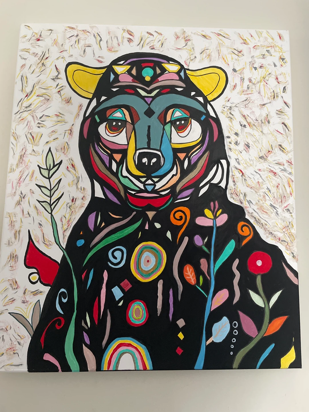 Vibrant Abstract Bear Painting - photo 2