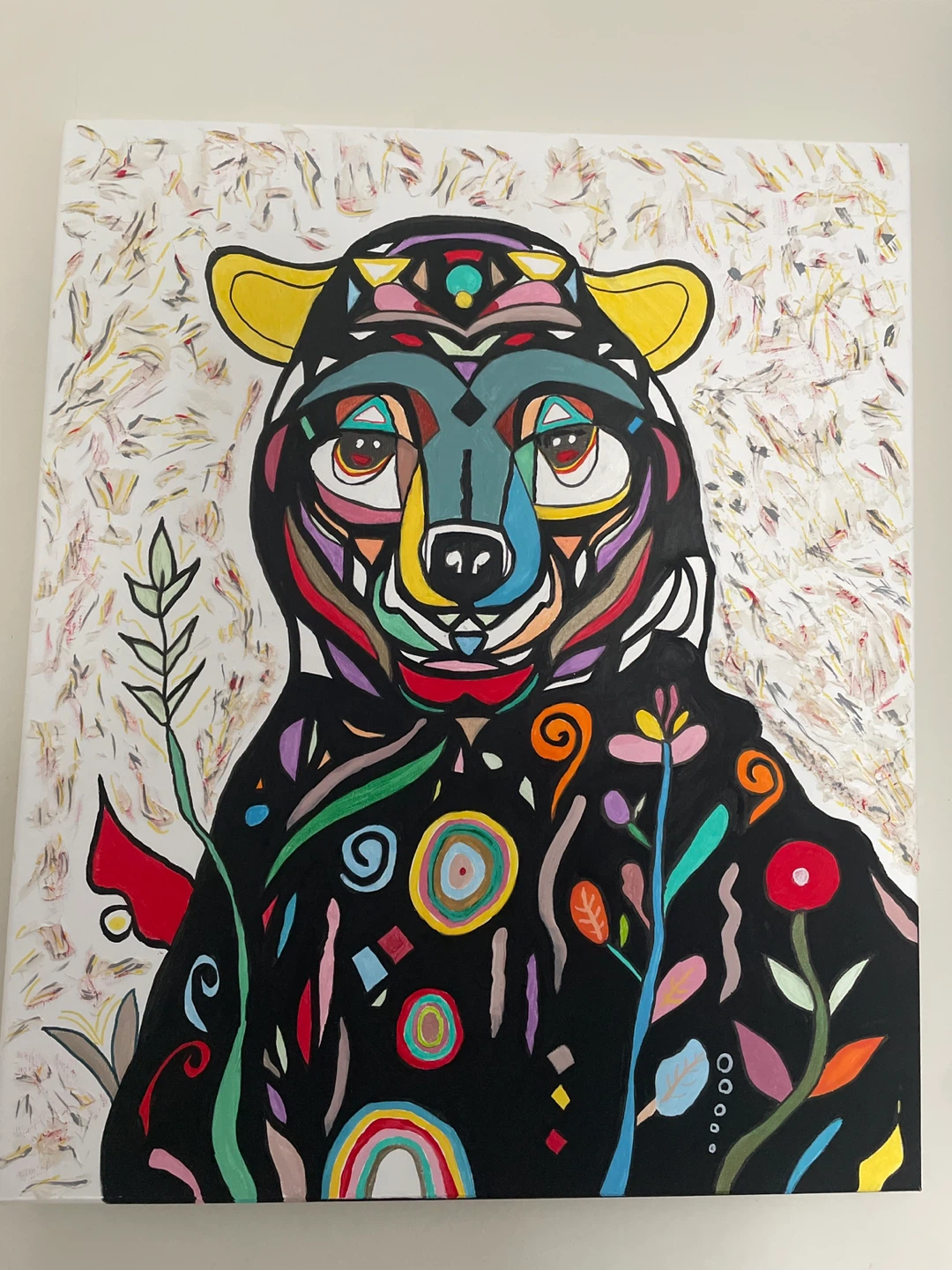 Vibrant Abstract Bear Painting