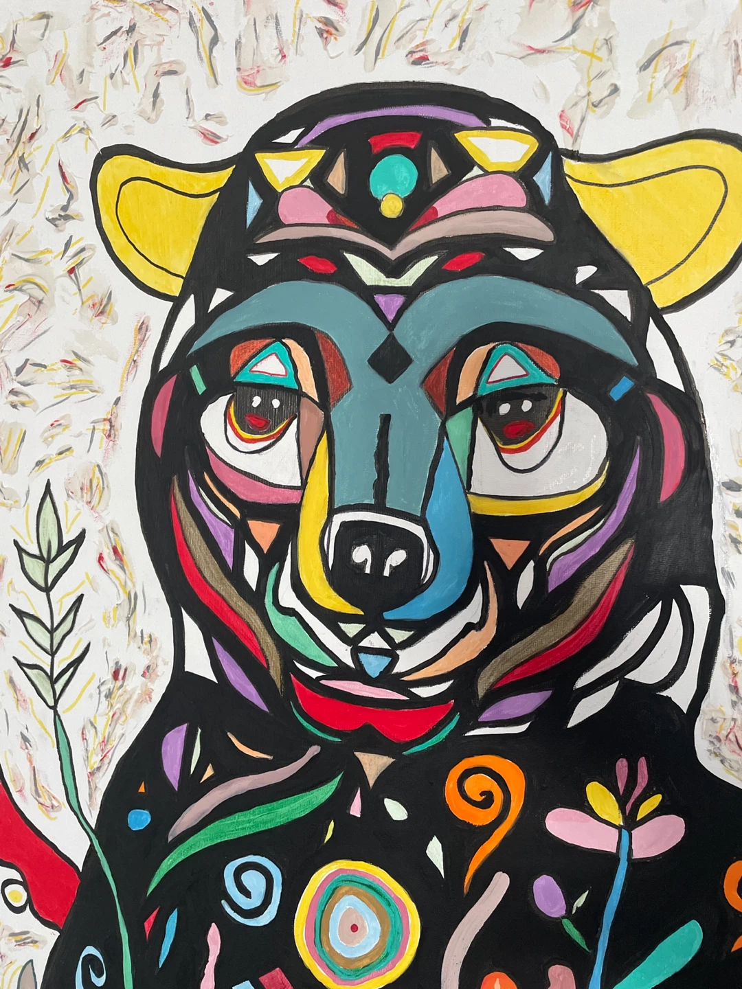 Vibrant Abstract Bear Painting - photo 3
