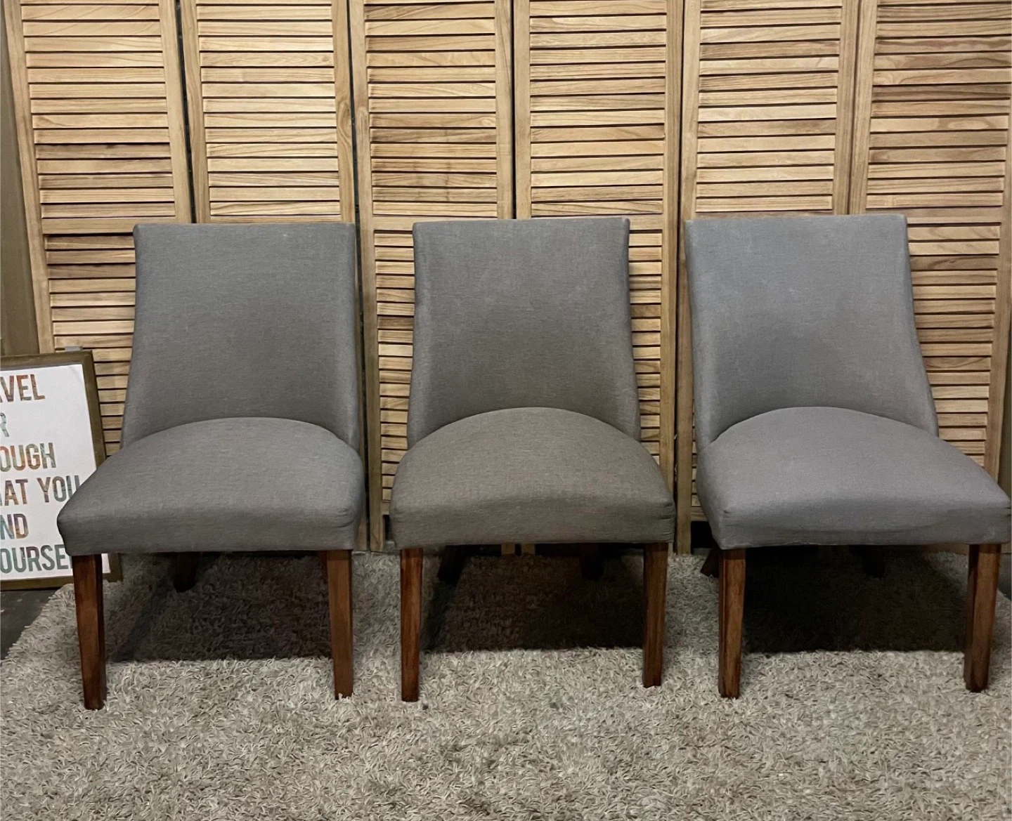 3 Grey Upholstered Dining Chairs - photo 2